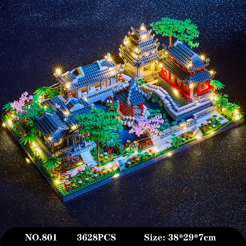 3628PCS + Chinoiserie Khối Xây Dựng Khu Vườn Ở Nam Trung Quốc Phong Cách Kiến Trúc Truyền Thống Gạch Kid Đồ Chơi Quà Tặng Giáng Sinh