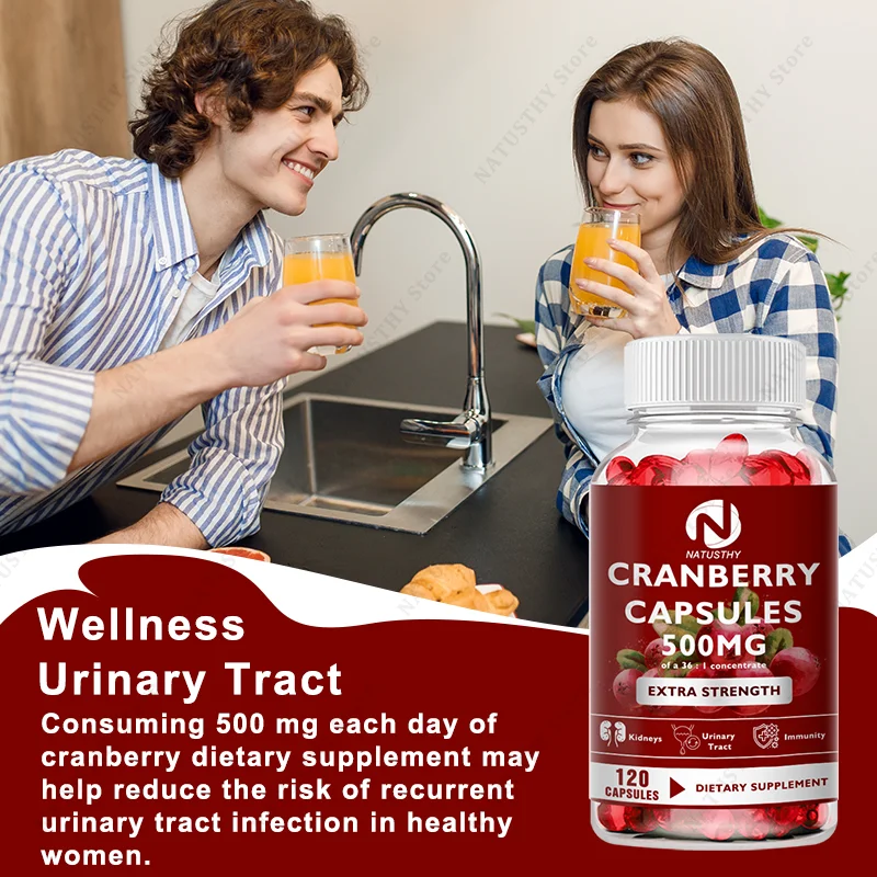 Cranberry Extract Supports Urinary System Health, Bladder Health Potent Antioxidant Rich Vitamin C - Everyday Cranberry Capsule