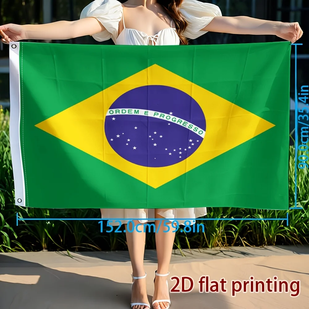 Brazilian Flag National Team Decoration Durable Polyester Vivid Color Outdoor Banner