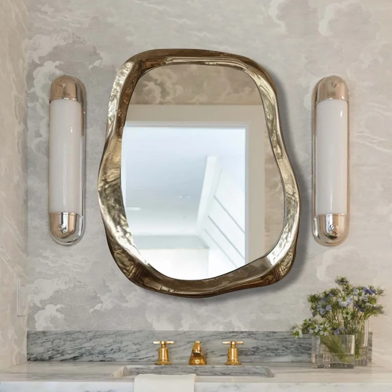 Light luxury American bathroom mirror washstand special-shaped makeup mirror art living room irregular decoration