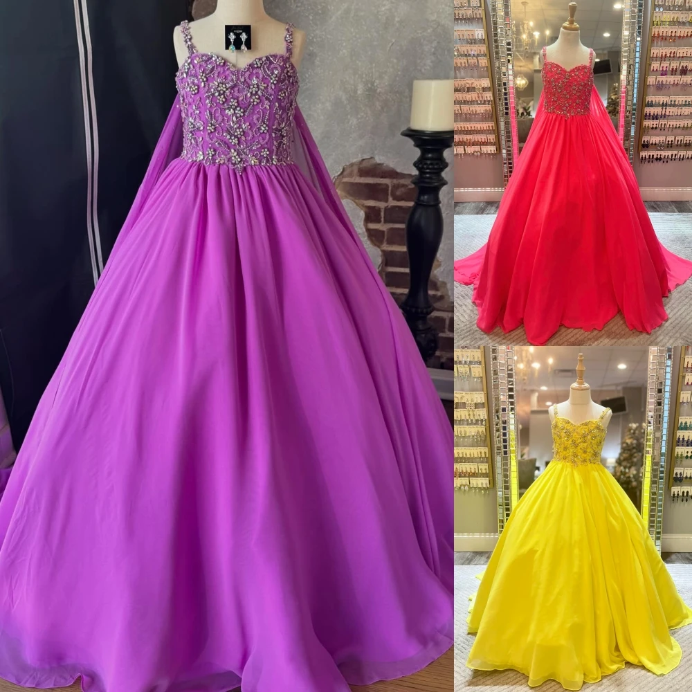 Orchid Girl Preteen Pageant Dress Cape AB Stones Crystal Little Baby Kid Birthday Formal Cocktail Party Gown Teens Junior Miss