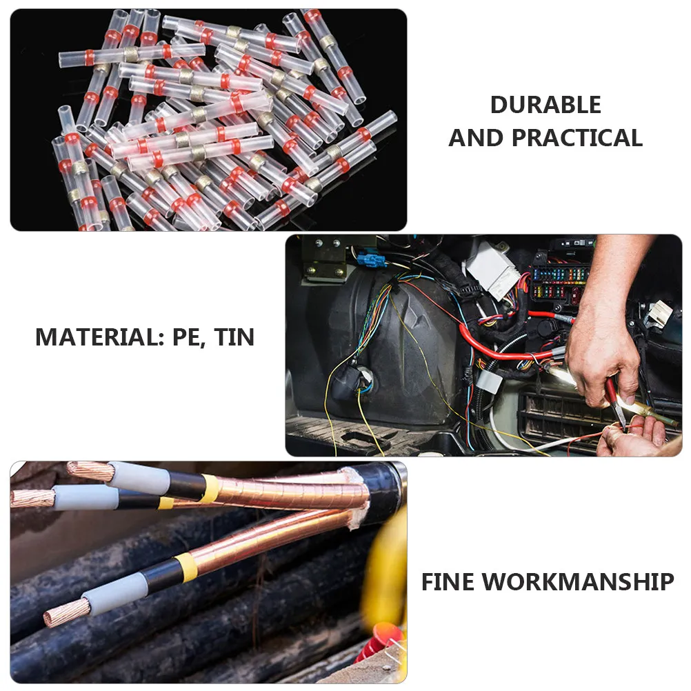 100Pcs Heat Shrink Welding Wire Connectors Professional Insulated Butt Connectors for Automotive Marine Boat Truck Wire Joint