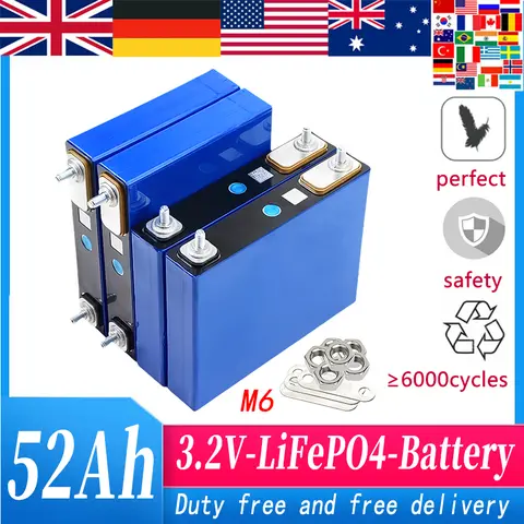 Brand new 3.2V 55Ah LiFePO4 battery Lithium iron phosphate for 4s 12V 24V 3C Motorcycle Car Motor batteries Modification M6 Stud