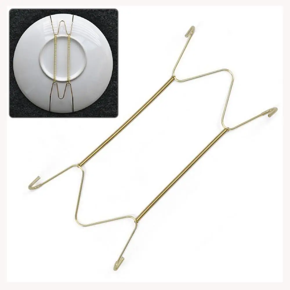 

Hanging Wall Display Dish Fixed Art Golden Securing clip Dish Spring Holder Decoration Crafts Plate Dish Hanger