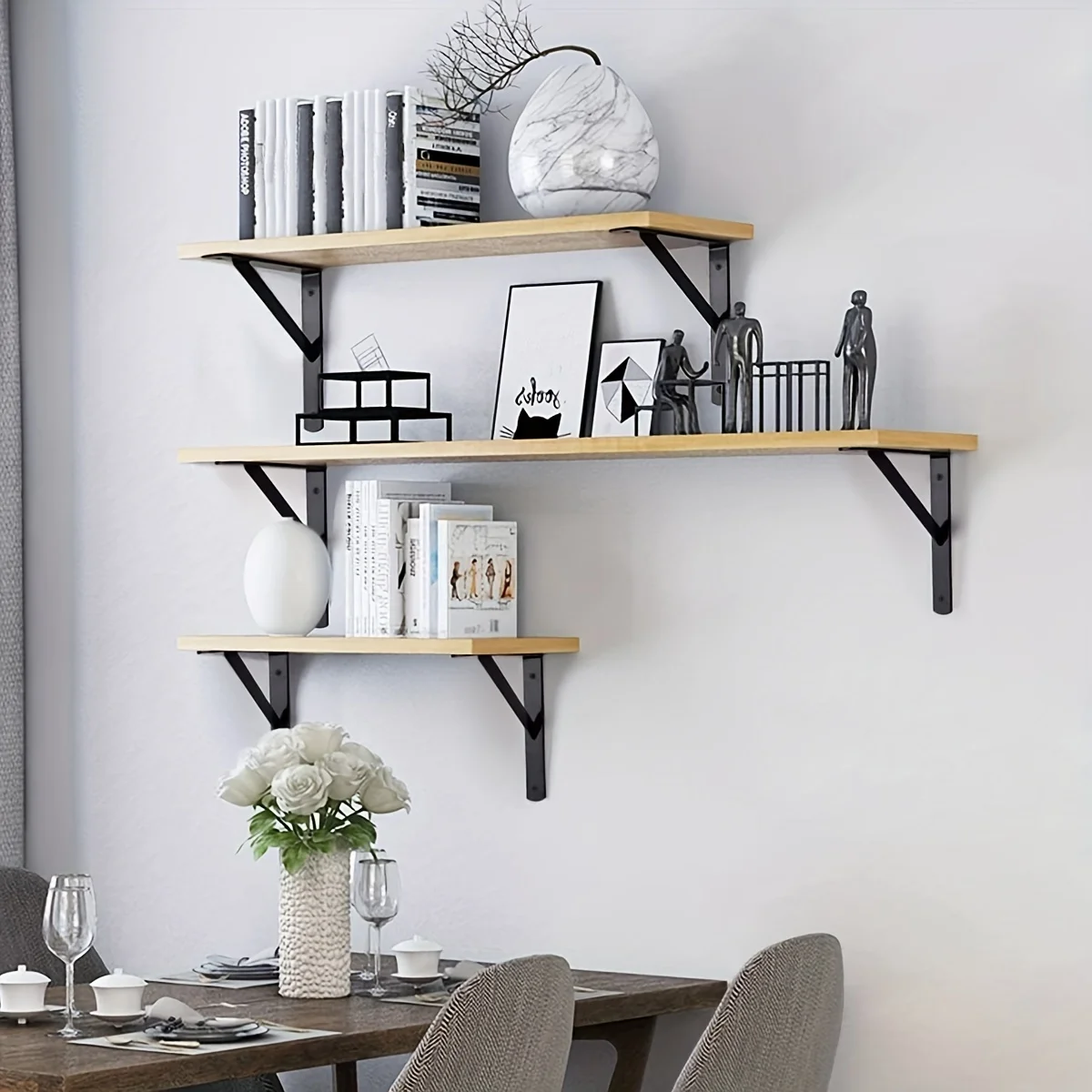 2pcs Decorative Shelf Wall Mounted Floating Shelf Bracket,Duty Rustic… — view 3