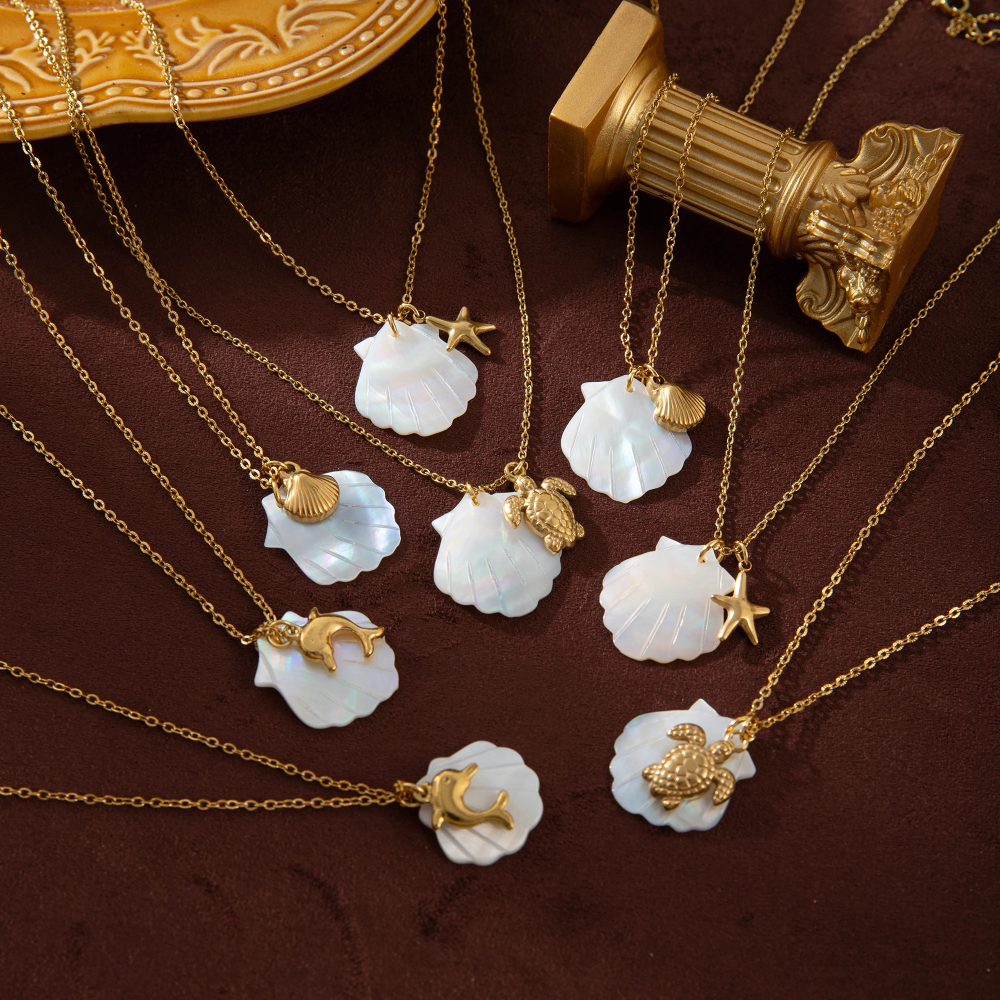 

Fashionable Beach Sea Star Dolphin Summer Style Conch Pendant Shell DIY Popular Necklace