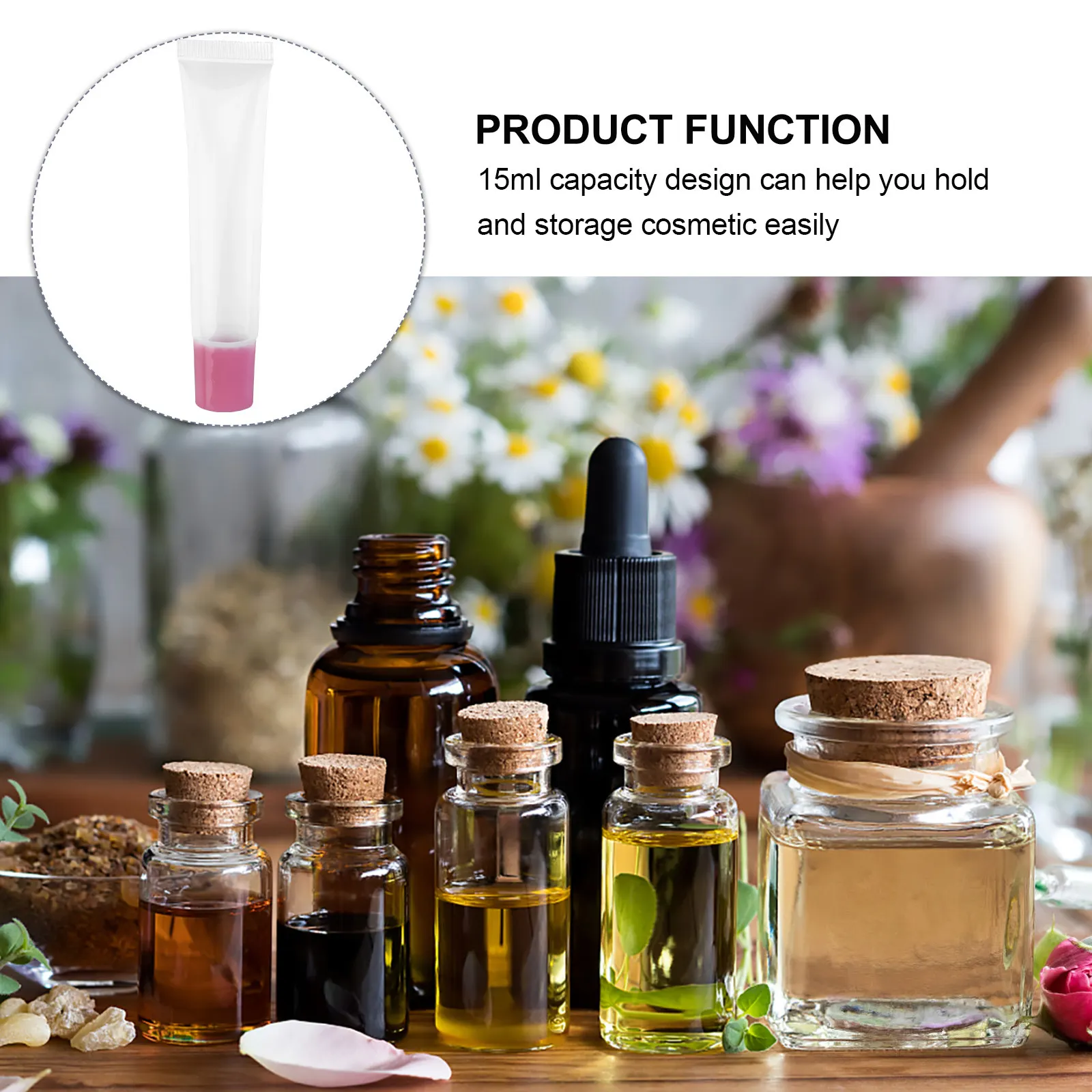50個入り-リップバーム用空容器-15ml-透明プラスチック製-スクイーズボトル-旅行用容器-漏れ防止-リップグロス用ケース