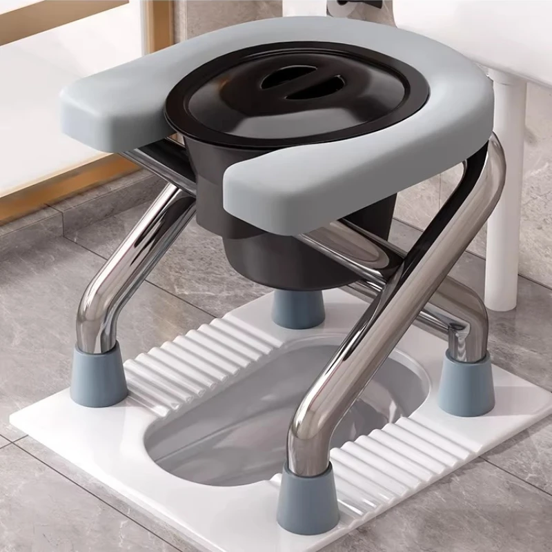 U-Shape Pregnant Elderly Toilet Stool Bathroom Chair Folding Stainless Steel Bath Seat Stable Bedside Toilet Can Bear 300 Pounds