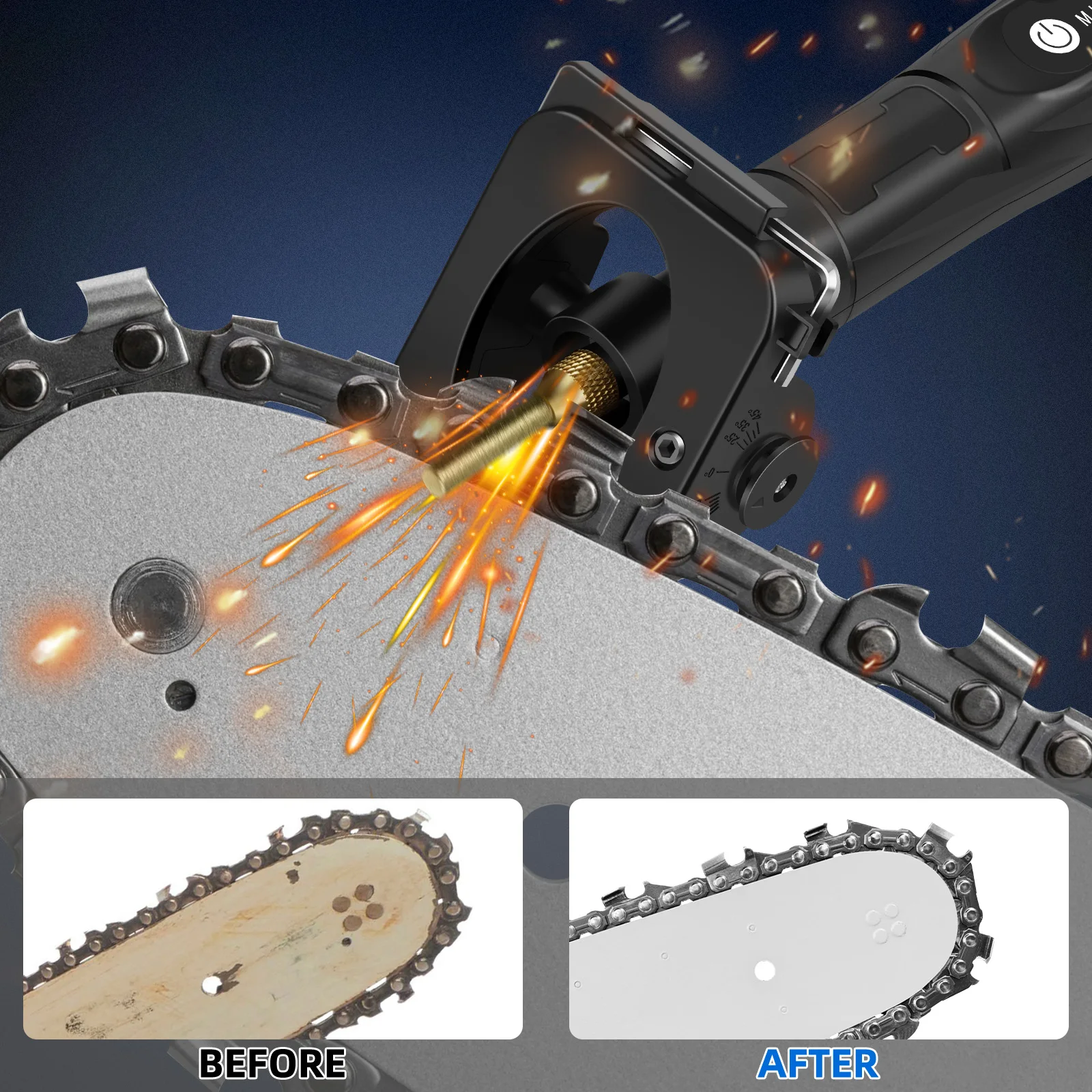 High Power Upgraded High Speed Chain Saw Sharpening Tool Black Handheld Electric Chain Saw Sharpener Portable Rechargeable