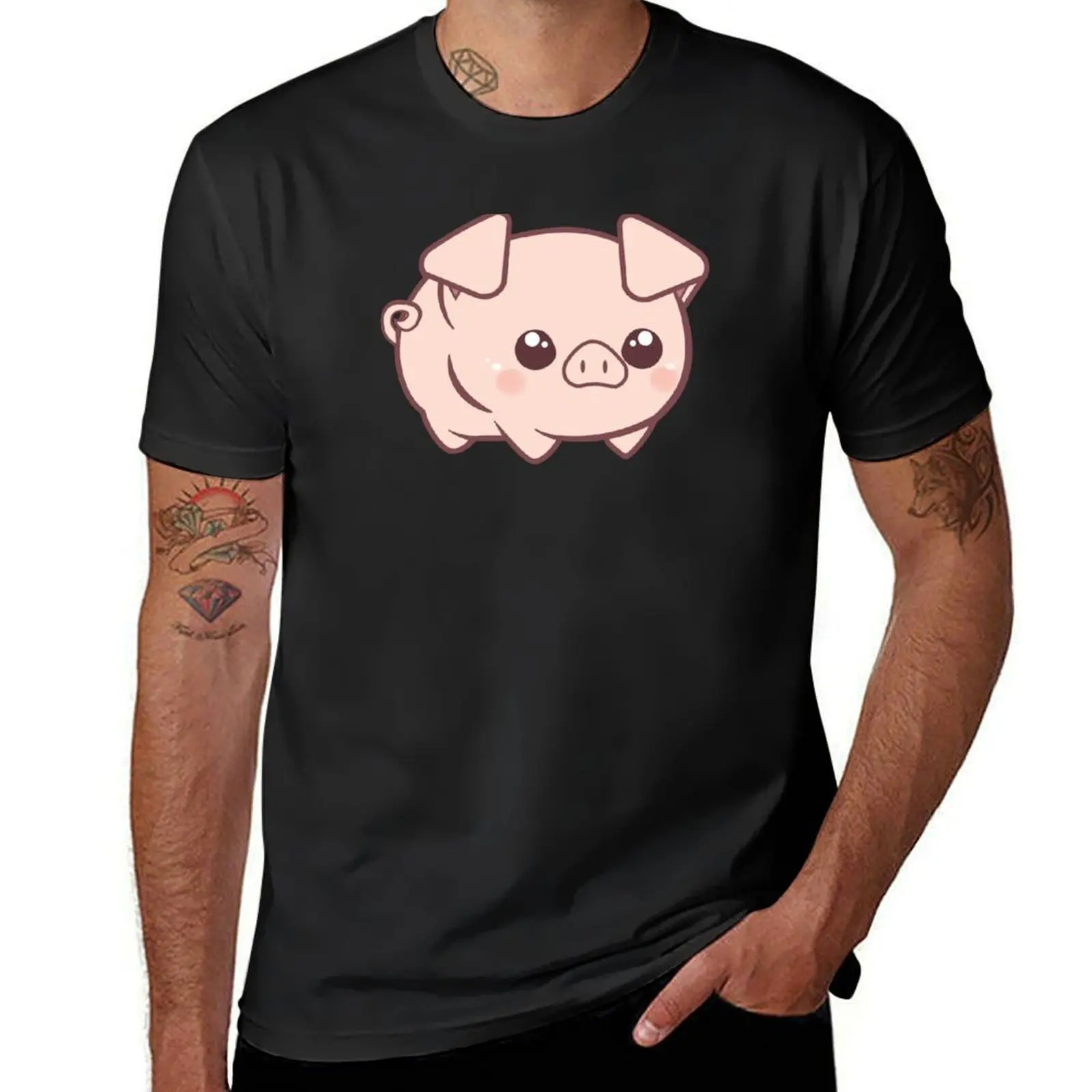 

Kawaii Pig - National Pig Day T-Shirt Short sleeve tee vintage clothes men clothings