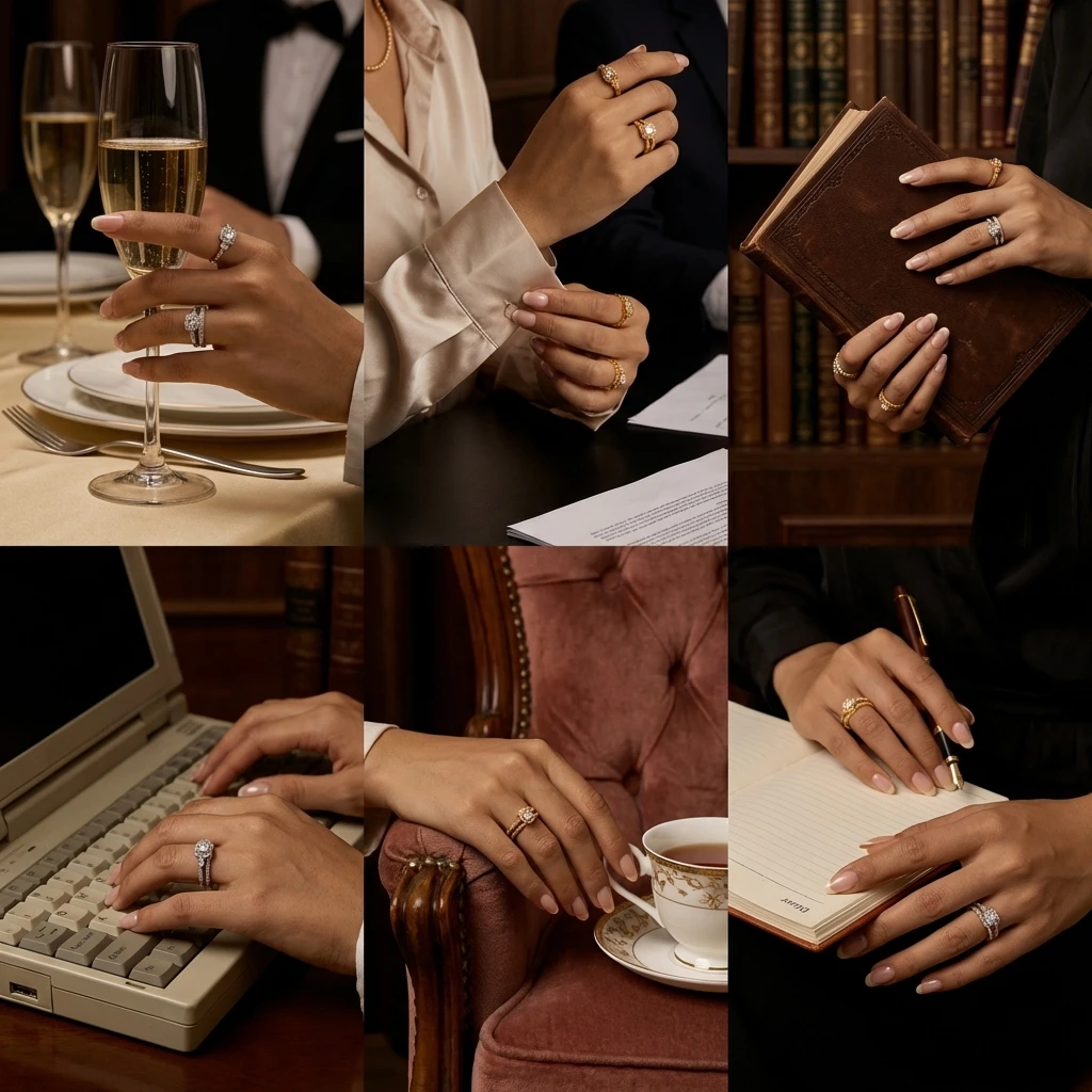 2-teiliges Reise-Ringset für Damen: Messing-Zirkon-Kissen-Halo-Verlobungsring-Alternative mit Pavé-Band – Sorgenfreier Schmuck – Detail 2