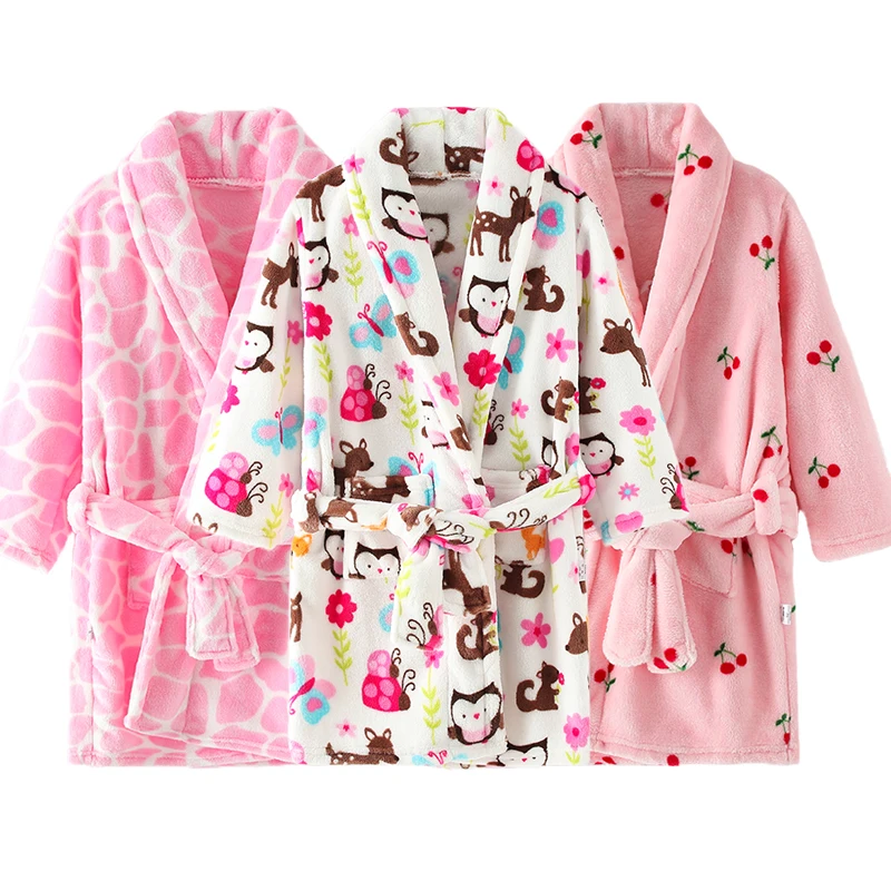 Children Flannel Pajamas Robe Autumn and Winter Kids Sleepwear Children Nightgown Soft Pajamas for Girl Boys Bathrobe 4-16 Years