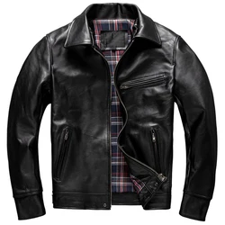 Free Shipping New Arrivals Genuine Leather Motor Coat For Men High Quality Horseskin Jacket Plus Size 6XL Casual Fashion Topcoat