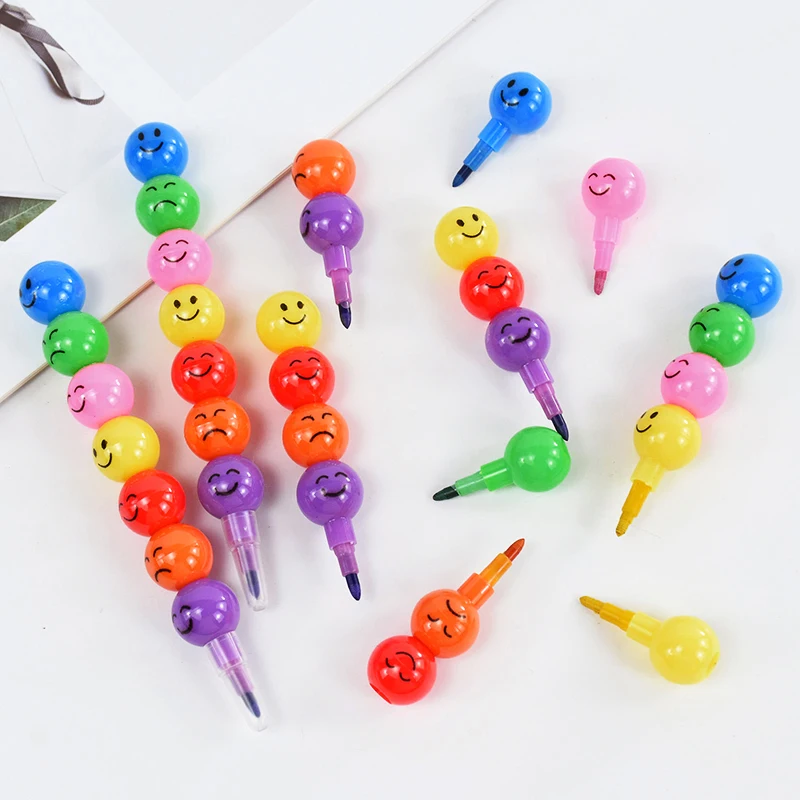 5Pcs Lollipop Building Block Crayon/Pencil Painting Graffiti Pen For Wedding Birthday Party Kids Gift Pinata Fillers Stationery