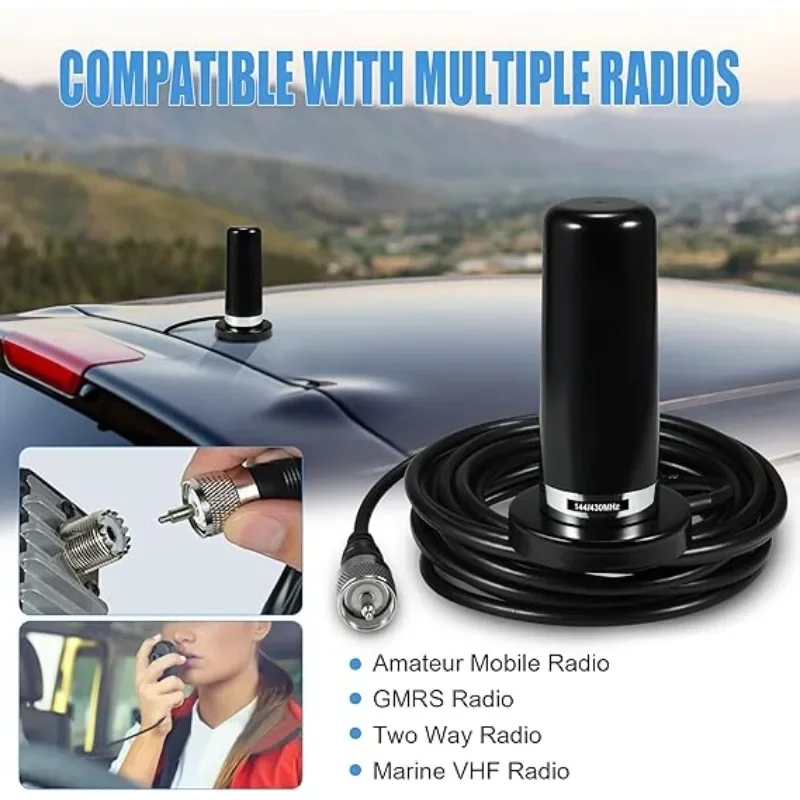 HH-N2RS Dualband Antenne UHF VHF 400-470 136-174MHZ and SO239 Mount Magnetic Base with PL-259 Plug Car Mobile Radio Antenne - view 3