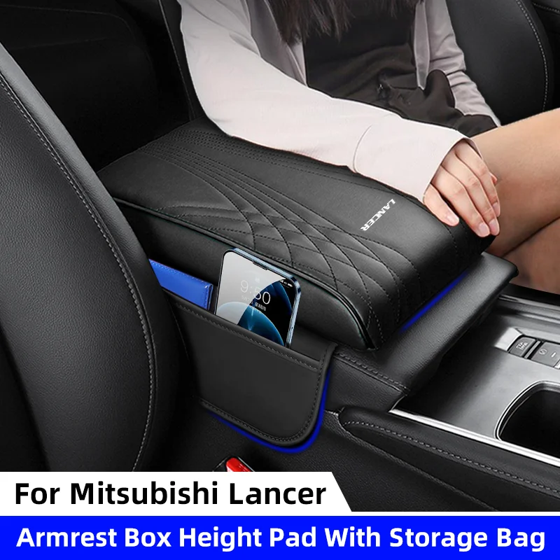 Car Center Console Armrest Box Height Pad with Storage Bag For Mitsubishi Lancer 10 3 9 EVO X Asx Elbow Support Armrest Cushion