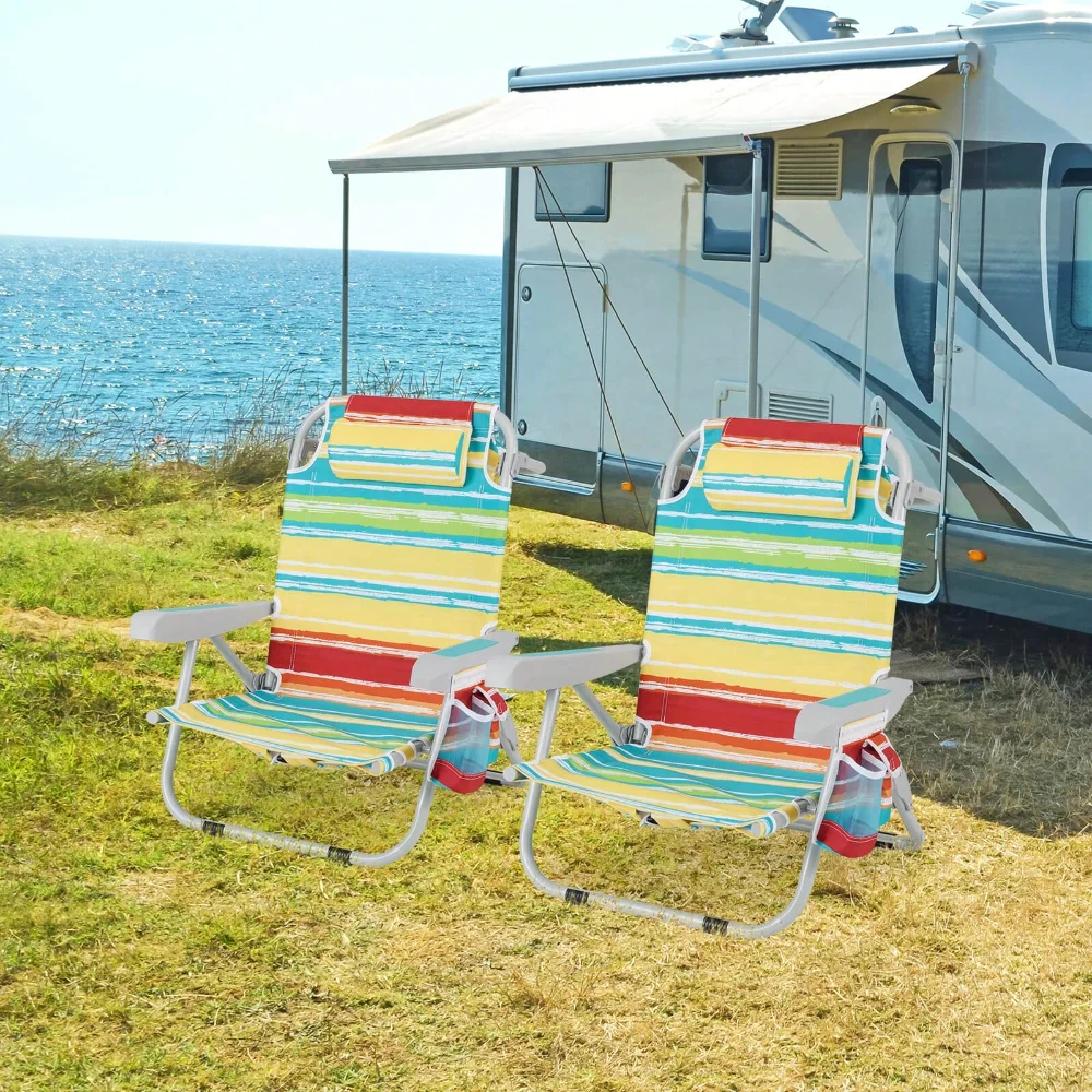 

1/2 PCS Folding Beach Chair For Adult Lightweight Aluminum Camping Chair WithStorage Bag