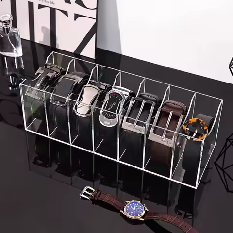 3/5/7 Grid Belt Organizer Boxes,Acrylic Belt Storage Holder for Closet,Display Case for Tie,Bow Tie,Belt Storage Rack &amp; Display