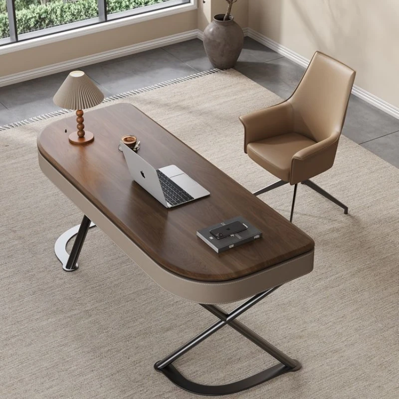 

Italian walnut desk light luxury modern simple home study Nordic minimalist desk