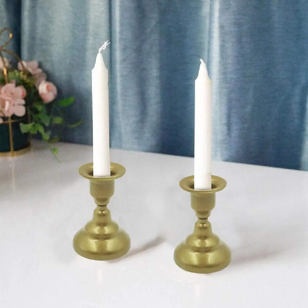 Vintage Metal Mini Dual Use Candlestick Ornament Classical Iron Pillar Candle Stand Golden Bronze Candle Holder Wedding Party De