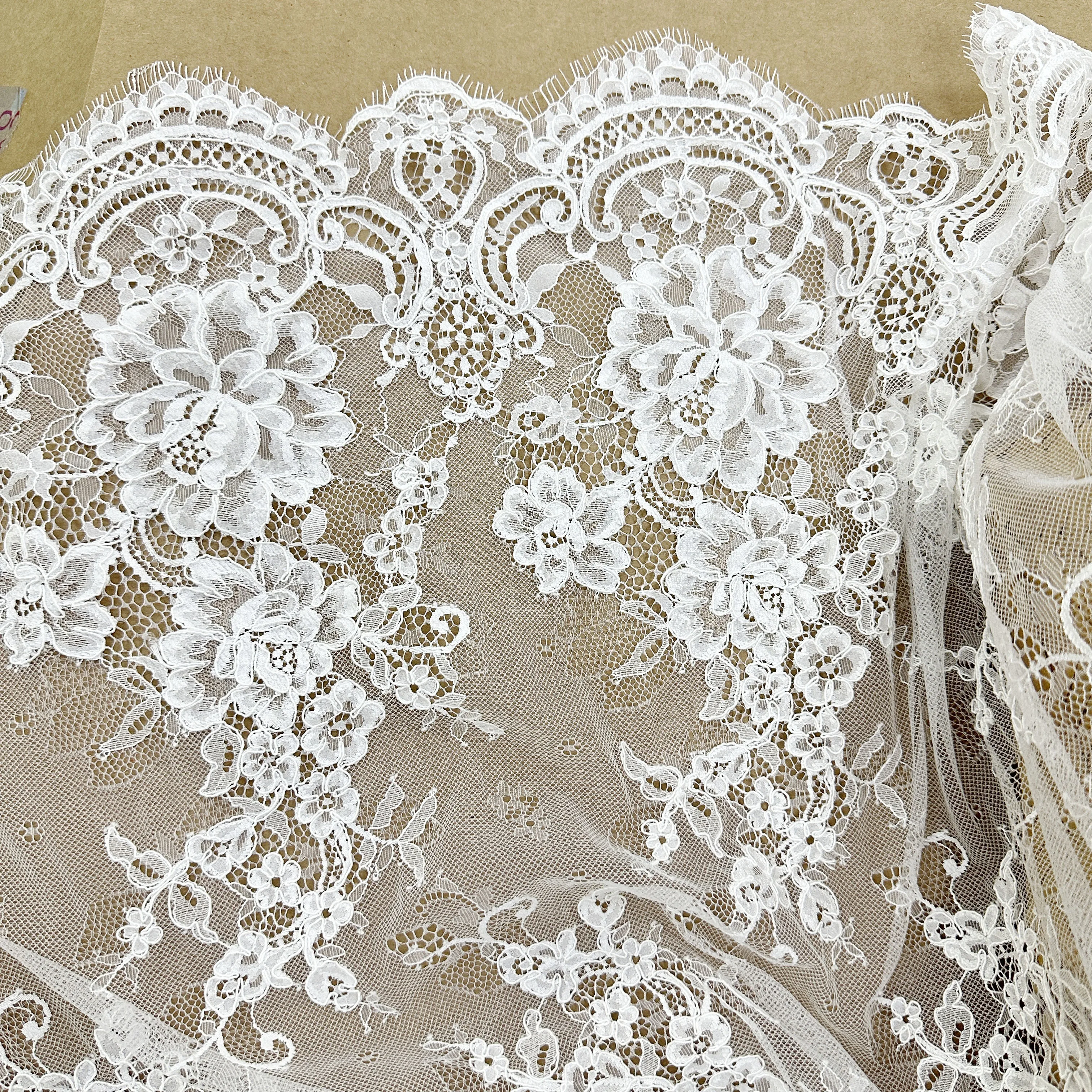 3 Meter handgefertigte Alençon-Spitzenborte für Brautschleier, Hochzeitsbänder, Stirnbänder, Schmuck und Kostümdesign – Detail 5