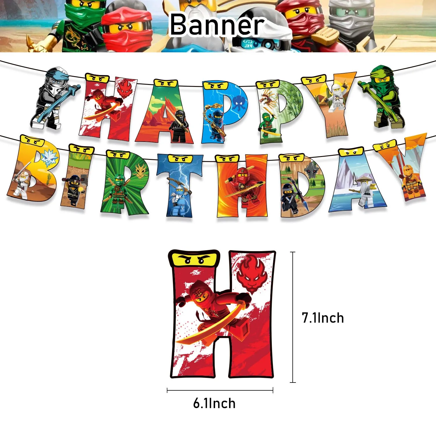 Ninja Go Luftballons Geburtstagsparty Dekoration Einwegbecher Teller Lego Latex Ballon Tischdecke Banner für Kinder Babyparty