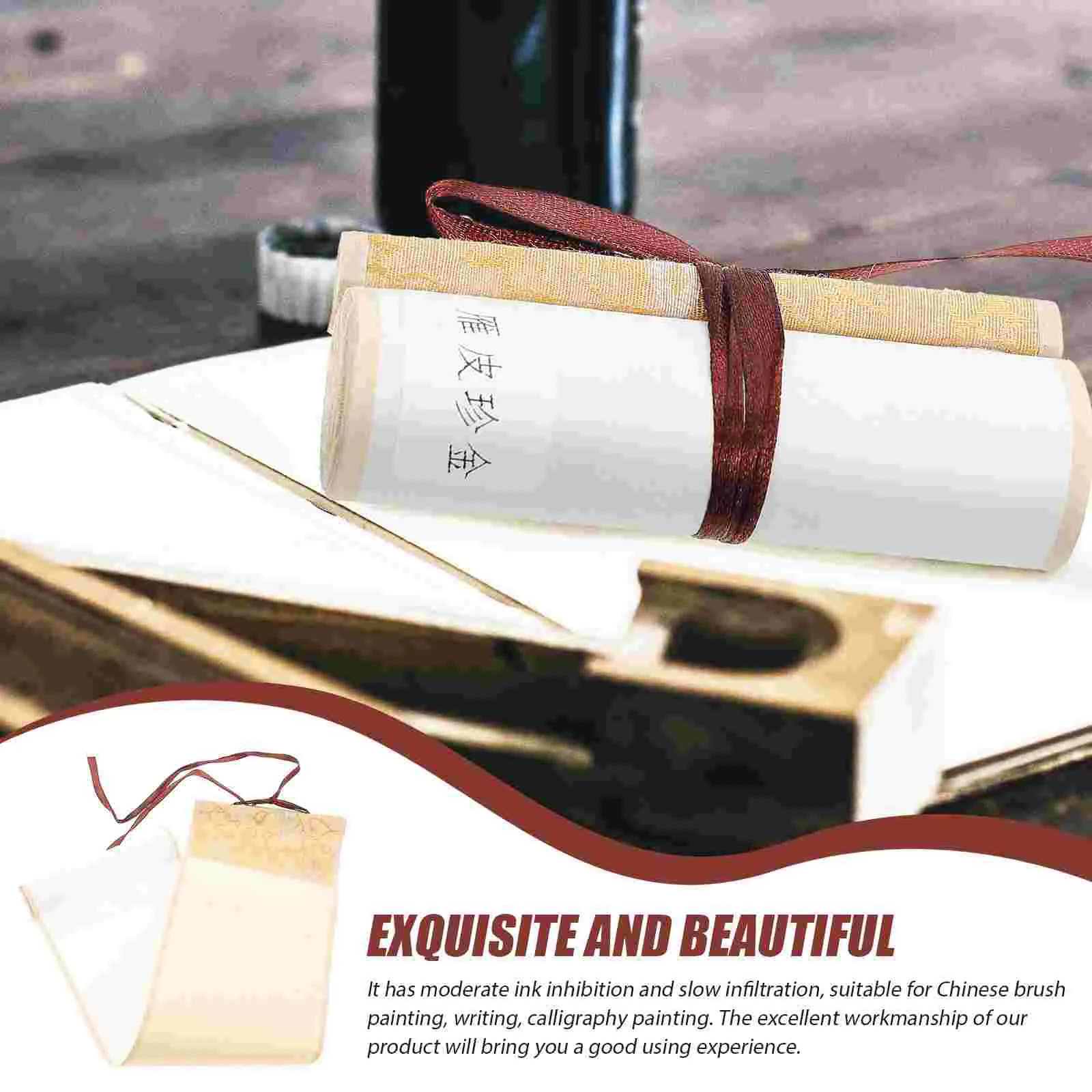 Rice Paper Scroll Decor Chinese Calligraphy Blank for Painting Wall Home Office