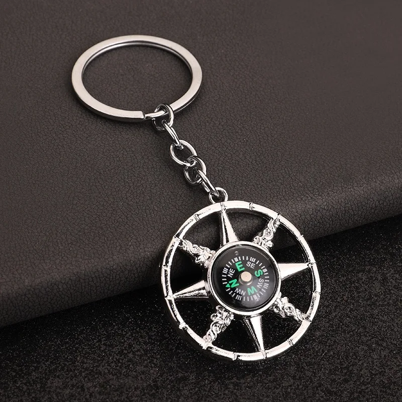 Unique Nautical Compass Keychain Metal Round Buckle Rudder Bottle Opener Iron Tower Keyring Camping Party Casual Bar Decoration view 4