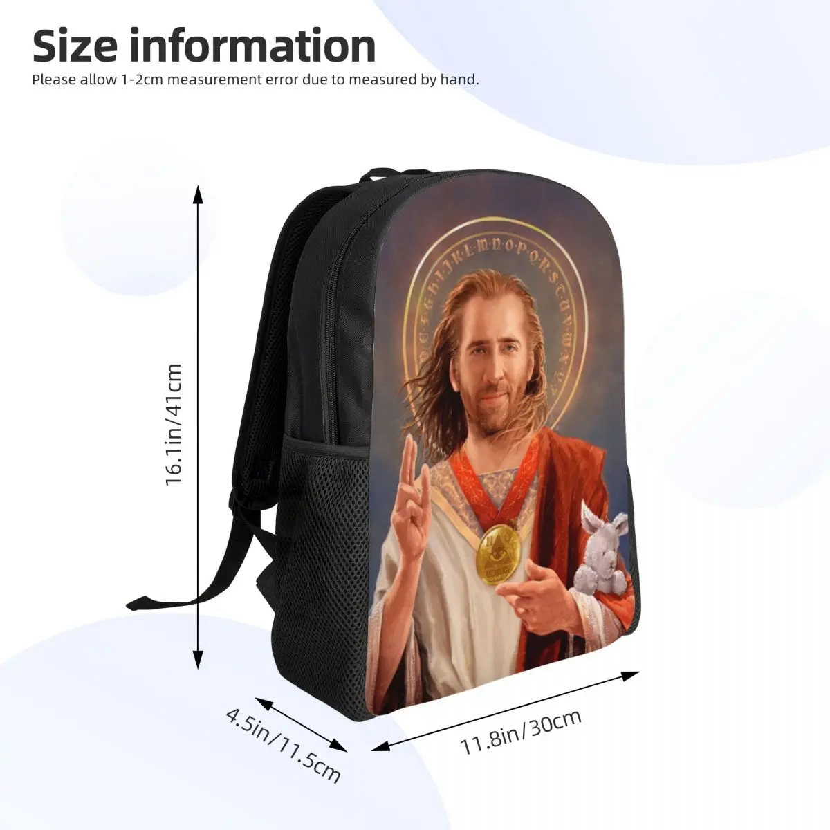 3D Printing Saint Nicolas Cage Backpacks Funny Meme School College Travel Bags Women Men Bookbag Fits 15 Inch Laptop