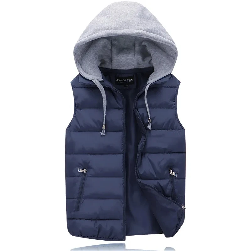 

Cotton Vest Jacket Women Autumn Winter Hooded Vest Warm Outerwear Thick Warm Sleeveless Jacket Men Women Casual Waistcoat