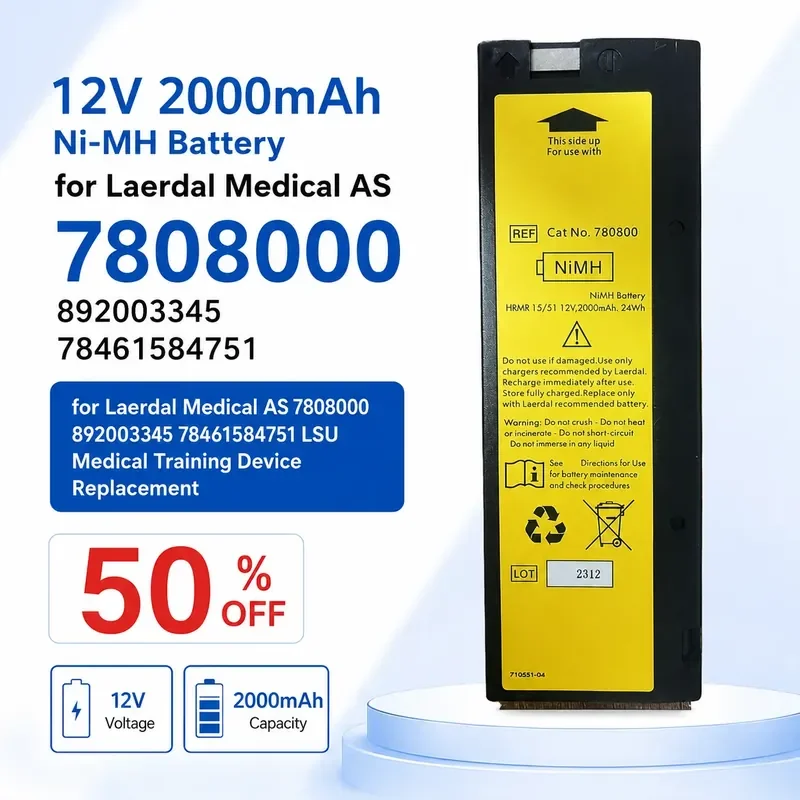 12V 2000mAh Ni-MH Battery For Laerdal Medical AS 7808000 892003345 78461584751 LSU Medical Training Device Replacement