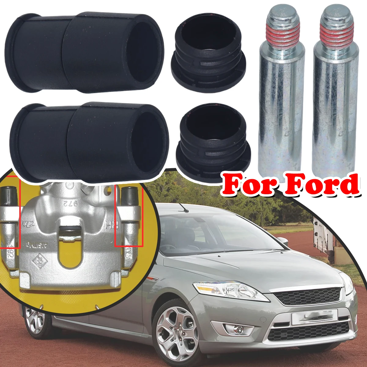 

Front Brake Caliper Slider Guide Pins Bolt Kit For Ford Mondeo S-Max Focus C-Max Left Right Disc Housing Bellows Sleeve Bushing