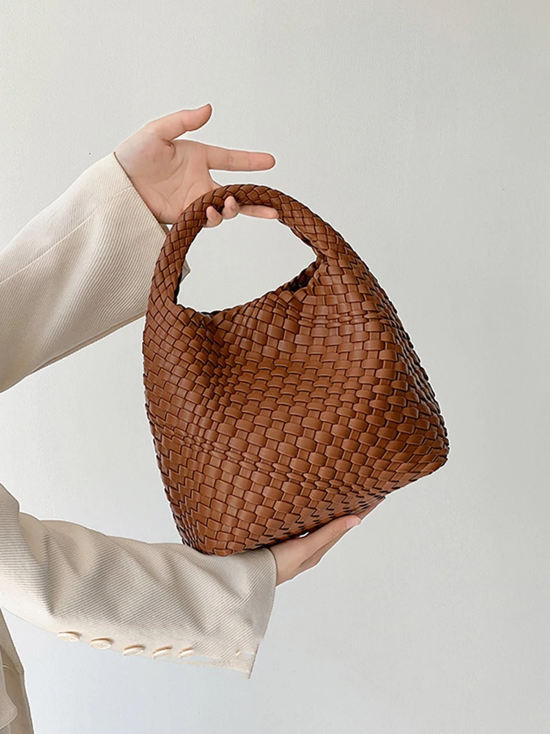 Designer bag Luxury 2024 woman bag Brand New Product PU Small size hand-woven bucket bag High quality Women\'s handbag