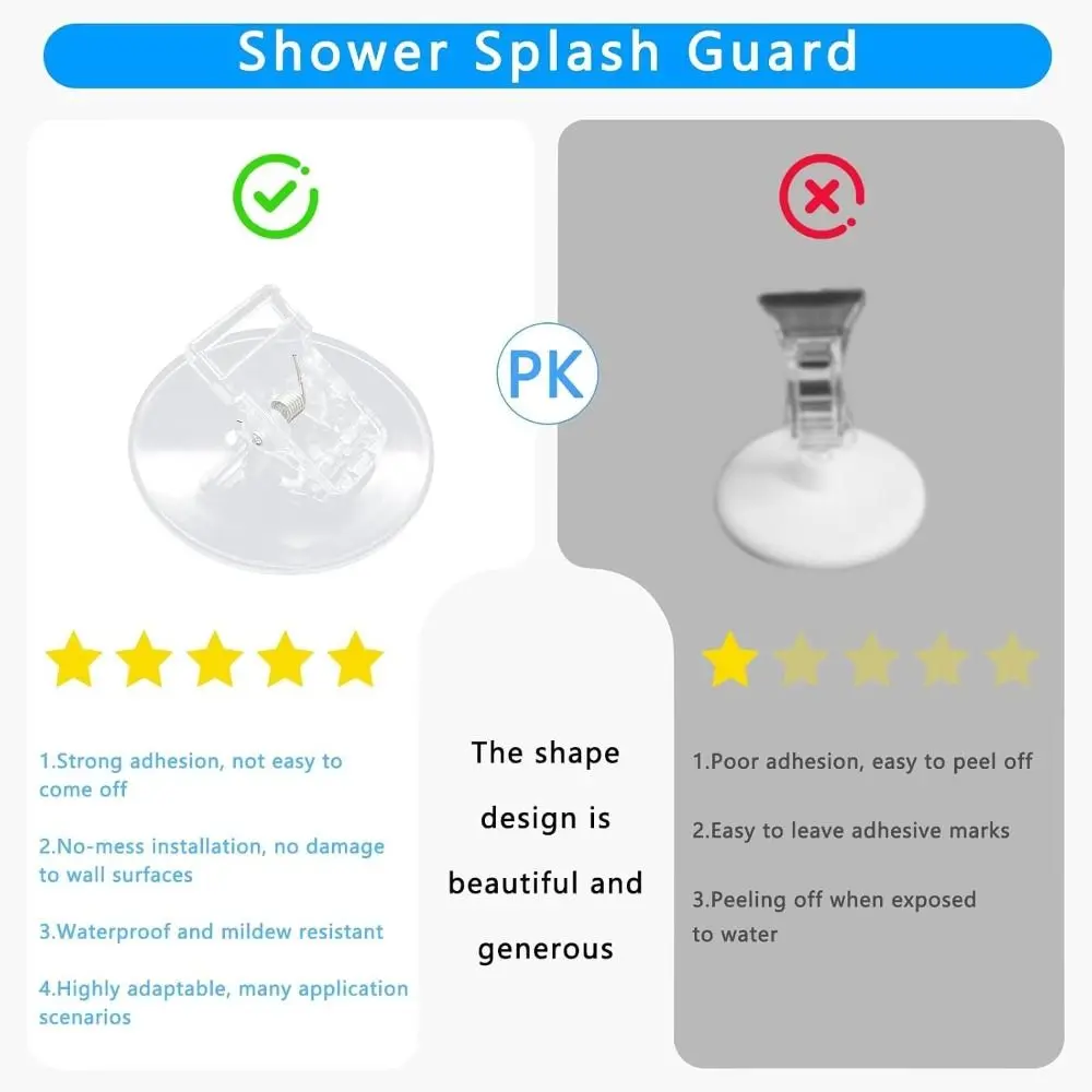 Anti-sway Self Adhesive Shower Curtain Clips ABS Clear Shower Curtain Weights Waterproof Windproof Clips Home Indoor