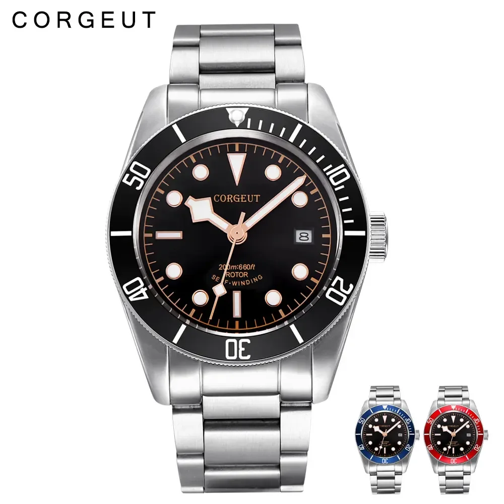 CORGEUT 41mm NH35 High Grade Steel Luxury Business Men\'s Watch Sapphire Glass Automatic Mechanical Waterproof Watch for man Date