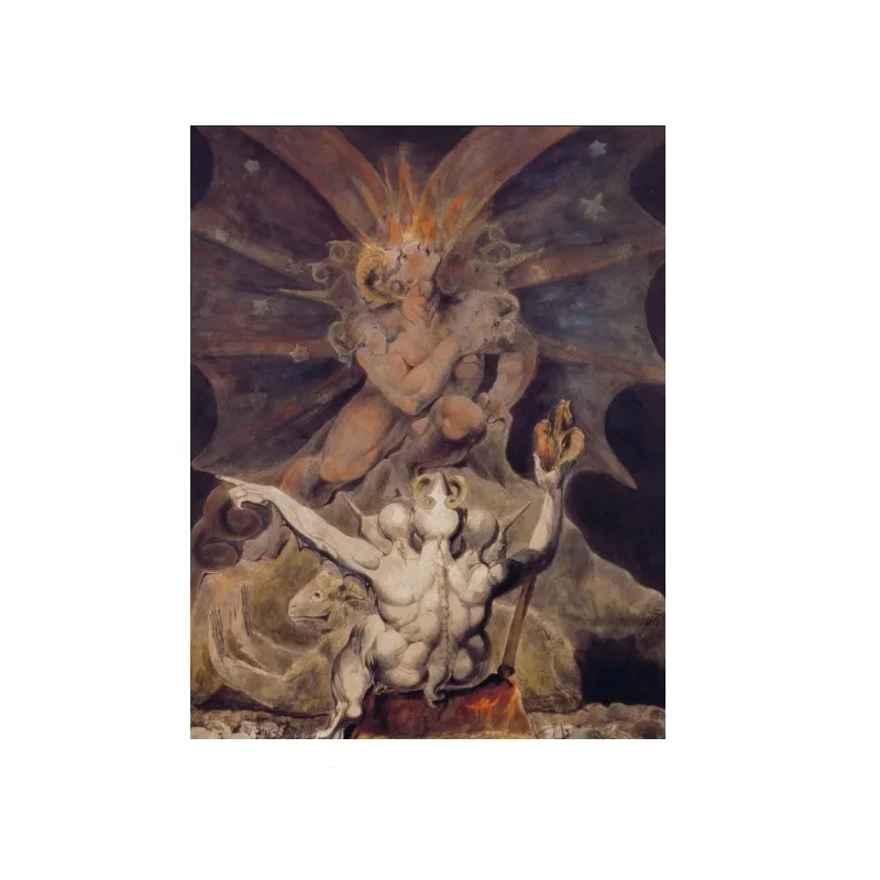 The Number of the Beast is 666 by William Blake, Art Picture Print Canvas Poster,Home Wall Decor