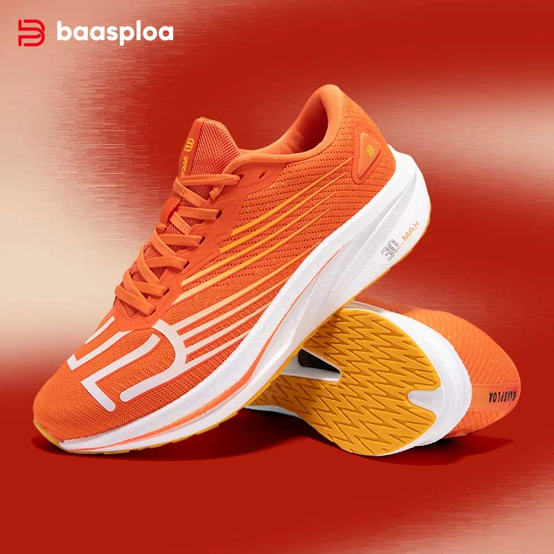 Baasploa Men Professional Running Shoes Lightweight Breathable Jogging Sports Shoes Female Carbon Plate Anti-slip Sneakers