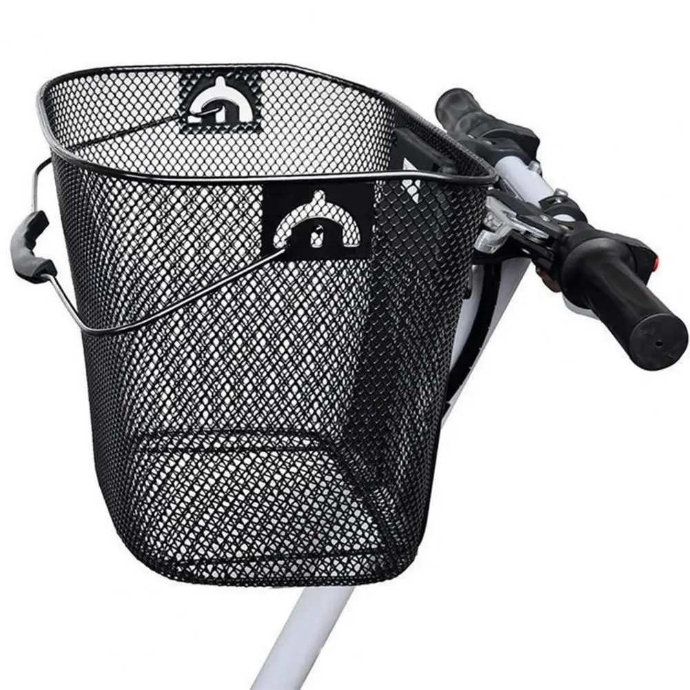 Iron MTB Front Basket Long Lasting Storing Unique Mountain Bike Quick Release Hanging Basket with Bracket