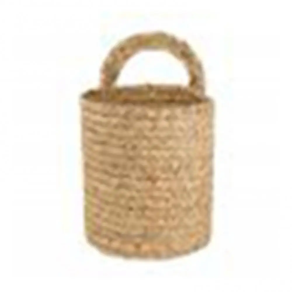 

Garden Plant Flower Pot Handmade Rattan Storage Basket Foldable Seagrass Straw Hanging Woven Handle Toy Storage Container 1Pc