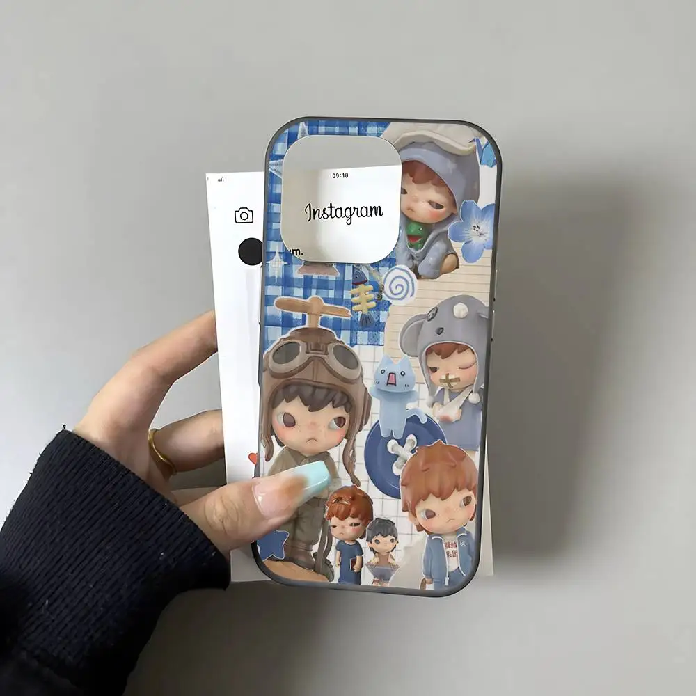 Cartoon H-Hirono For IPhone 17 16 15 11 12 13 14 Pro Max Plus Pro Corrugated Translucent Back Phone Cover
