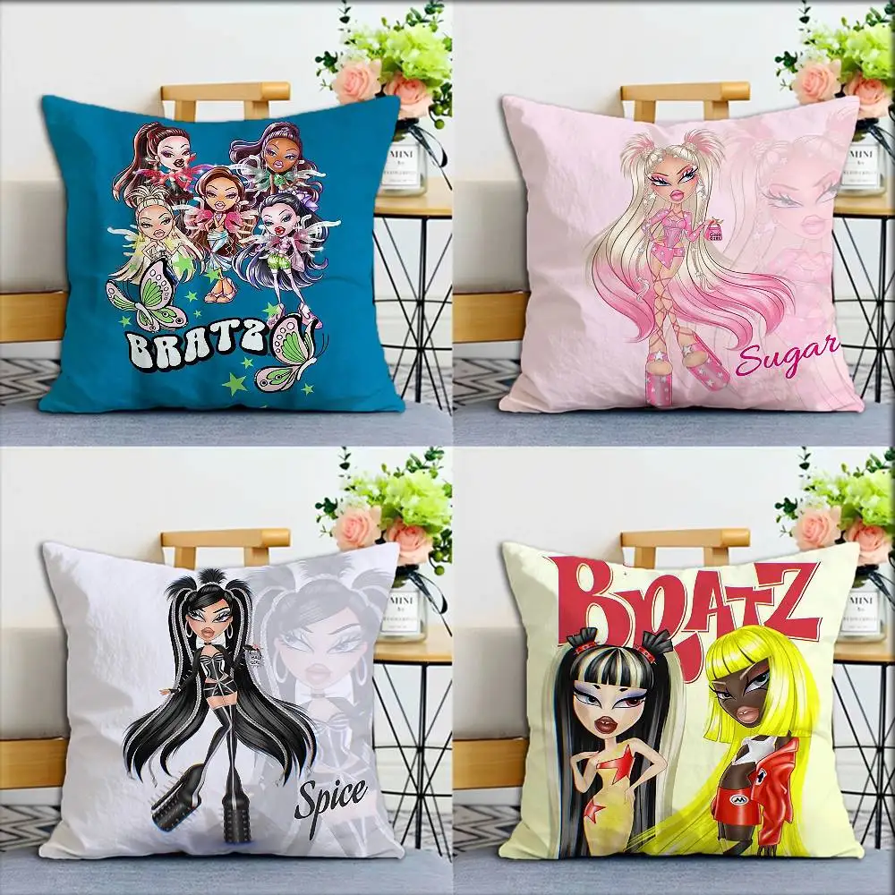 

F-Fashion B-Bratz D-Doll World Various Sizes Square Pillow Case For Car Home Bedchamber Decor