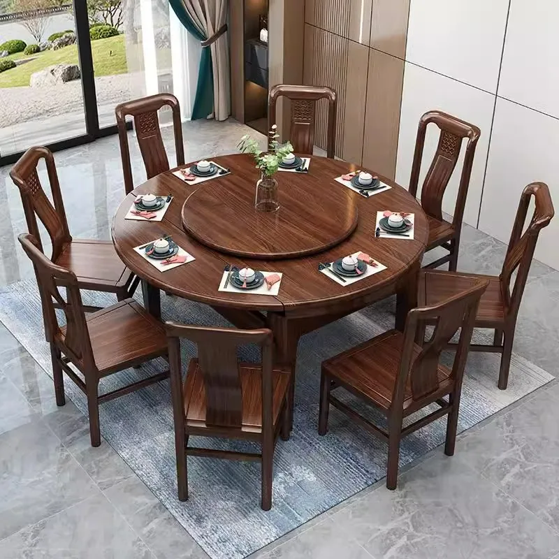 

Solid wood home hotel agritainment restaurant hotel size round table and chair combination
