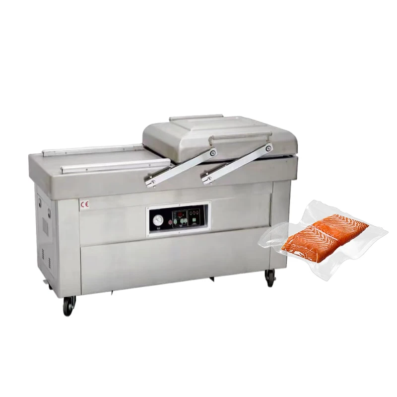 

Коммерческая вакуумная упаковочная машина с двумя камерами, высокой эффективностью и возможностью индивидуальной настройки для консервации свинины, колбас, фруктов и других продуктов.