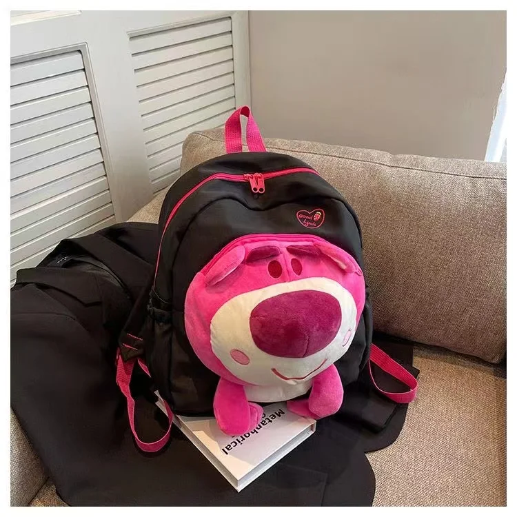 

Cute Soft Girl Backpack Campus Student Backpack Large Capacity Cartoon Backpack 3D Strawberry Bear Doll Backpack Female