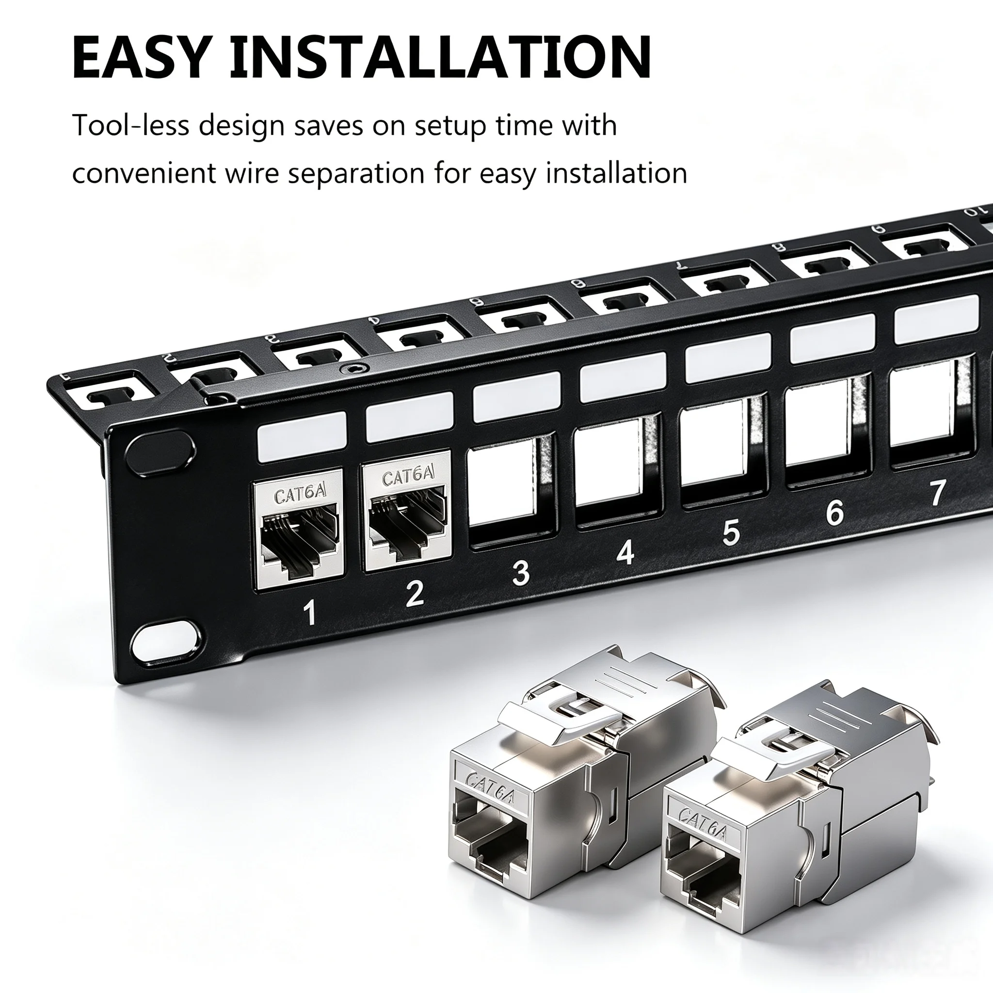 SUMMITEK 1Pcs Cat6a Cat7 Keystone Jack Cat8 RJ45 Tool-Less STP Shielded Self-Locking CAT6  Zinc Alloy Network Coupler Adapter