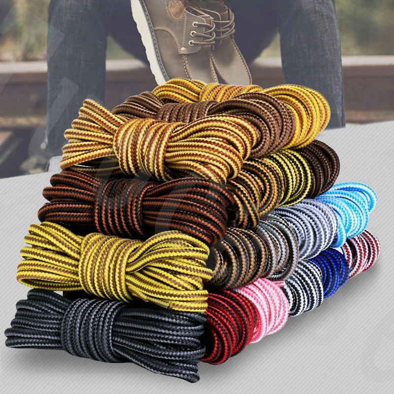 1 Pair 4mm Unisex Striped Double Color Shoe Laces Round Outdoor Sneakers Shoelaces Cotton Boots Shoelace Accessories 18 Colors