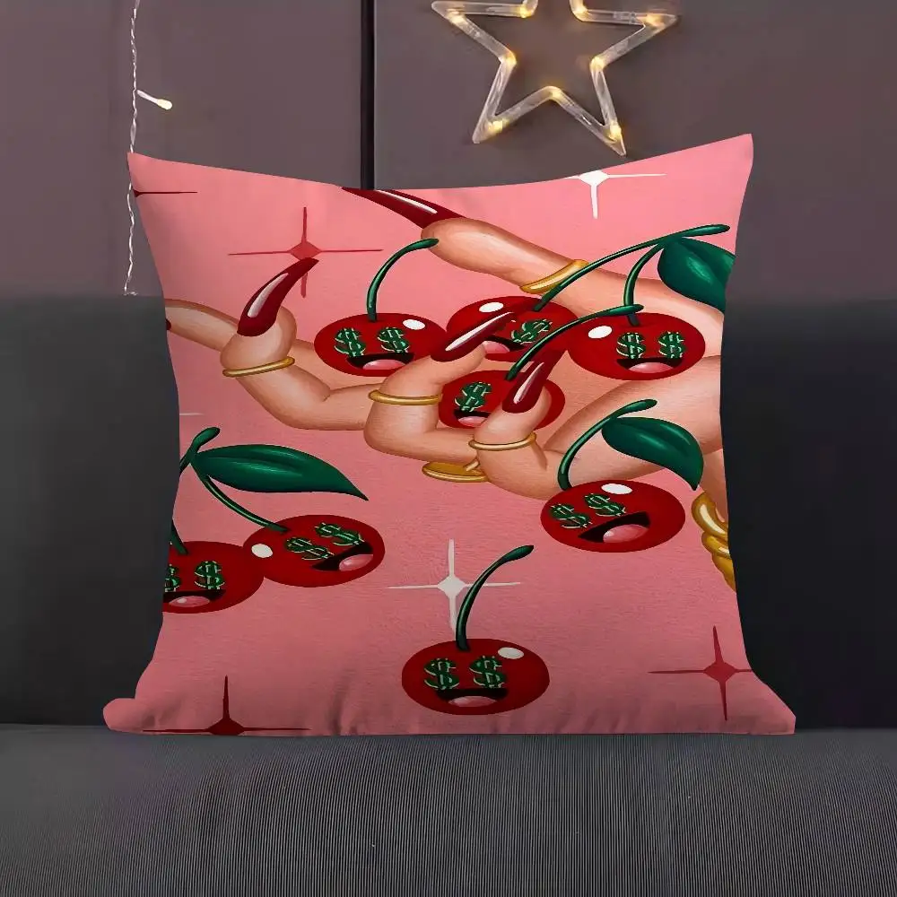 

Glam Cherry Hand Pillow Covers Cartoon Sofa Decorative Home Double-sided Printing Short Plush Cute Cushion Cover