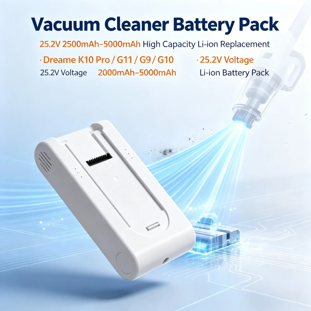 25.2V 2500mAh-5000mAh High Capacity Replacement Li-ion Battery for Dreame K10 Pro G11 Mi Xiaomi G9 G10 Vacuum Cleaner Battery