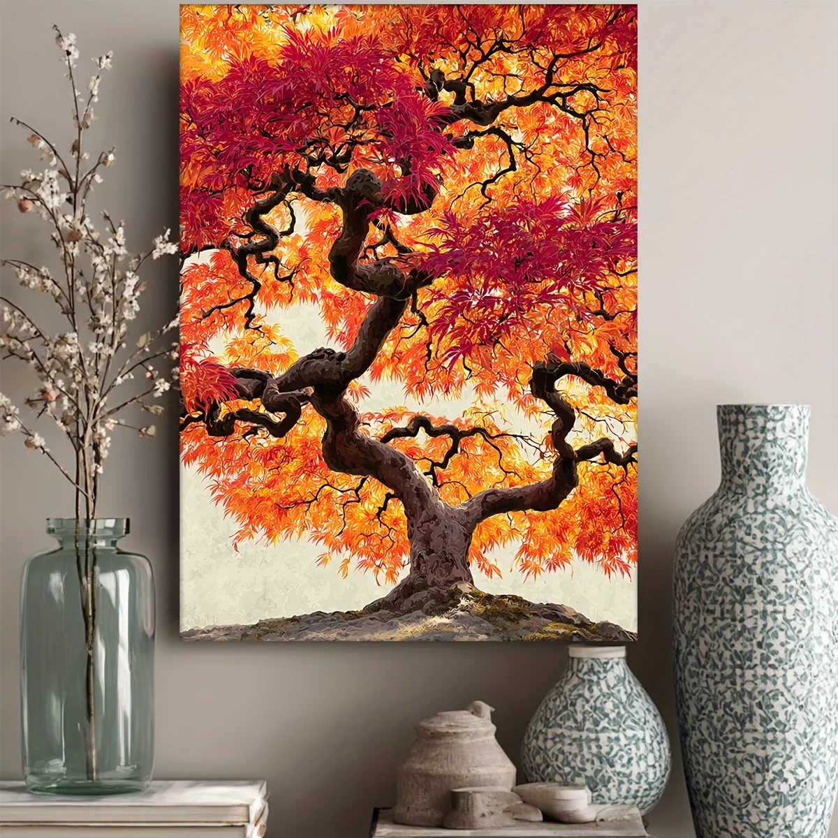 (No frame)2D Flat, 2D Flat, 1pc, Including a Frame, Measuring 12.0X16.0 inch, Featuring Humorous Manga-Style Tree Artwork. Th