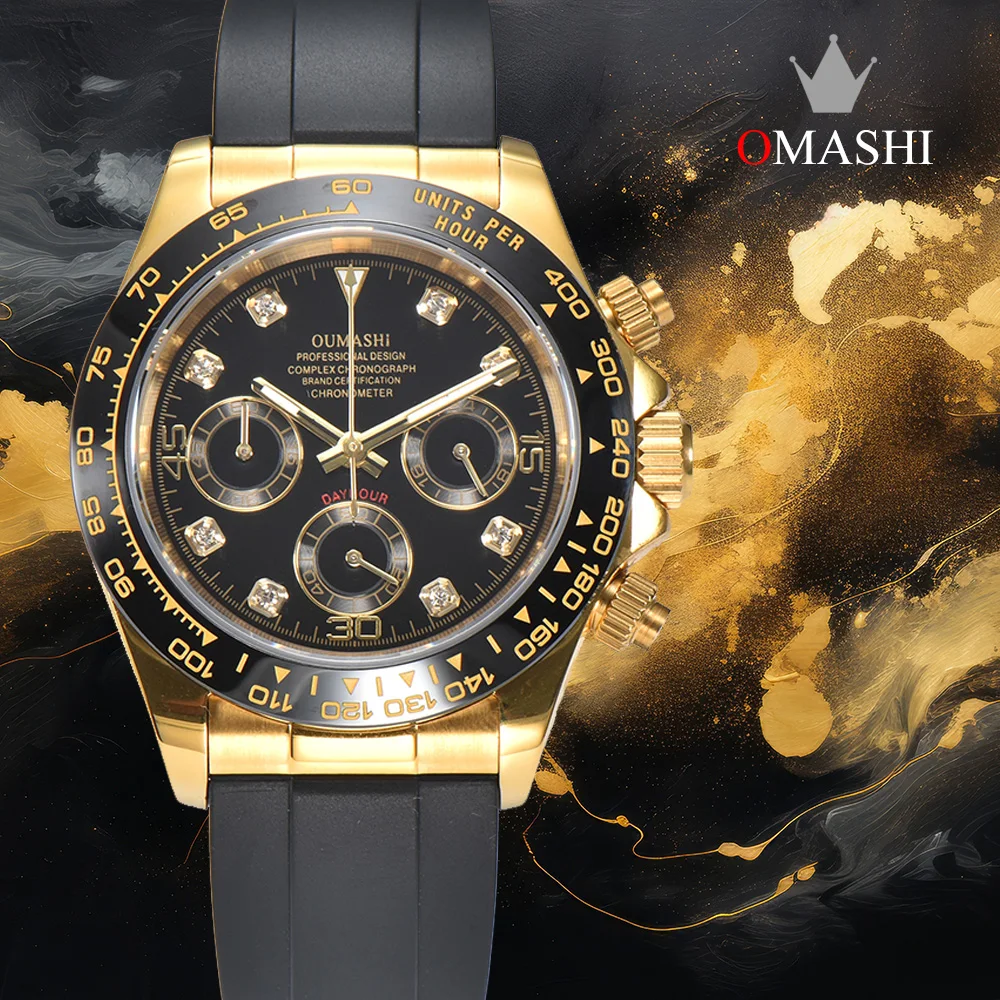 

OUMASHI-series new style men's VK63 watch luxurious sapphire316steel Black gold sports quartz watch VK63 movement